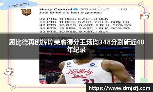 恩比德再创辉煌荣膺得分王场均348分刷新近40年纪录